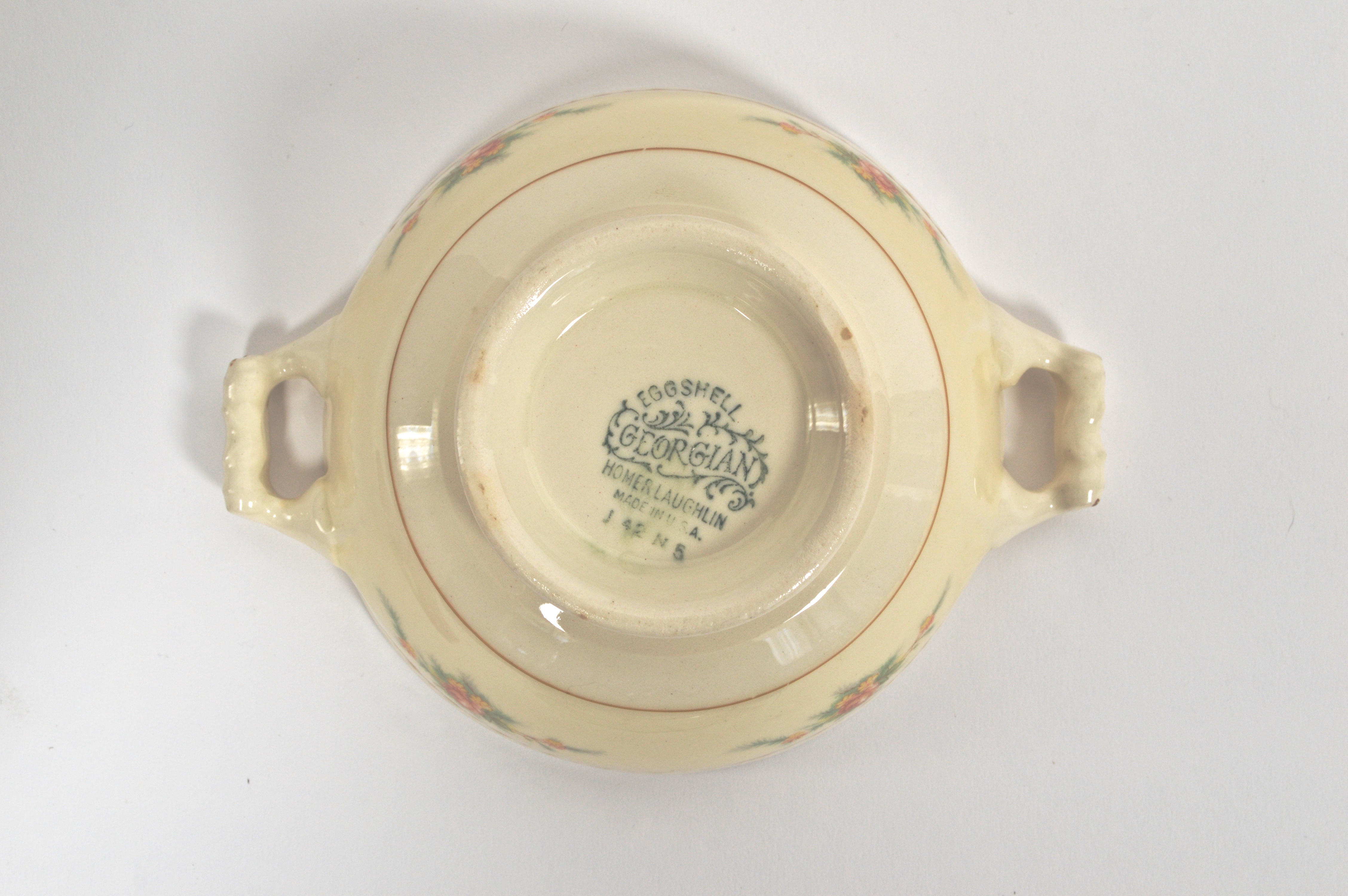 Pair of Eggshell Georgian Homer Laughlin Soup Bowls and Plates