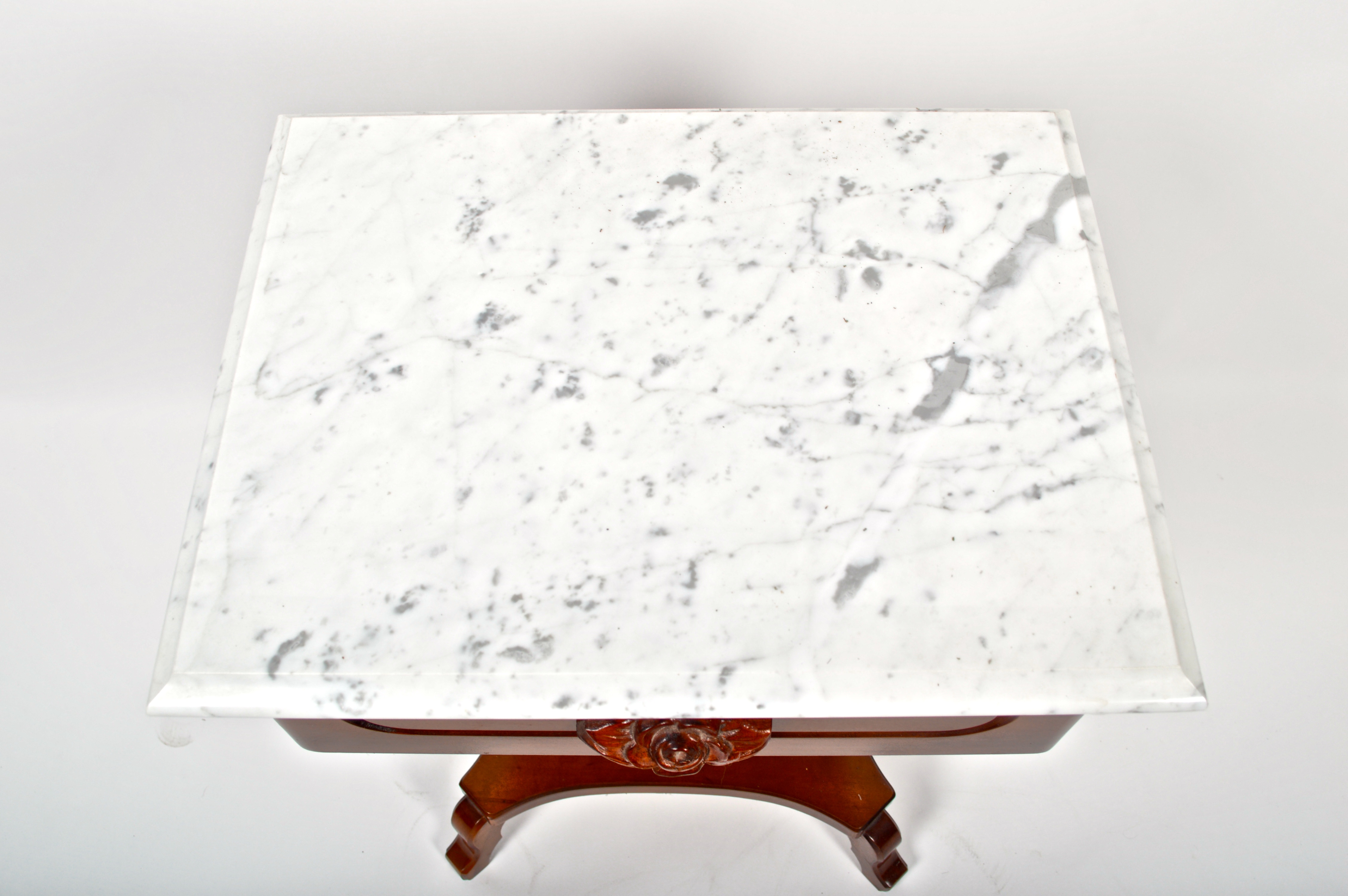 Vintage Cherry, Lyre-Base, Marble Top Tables