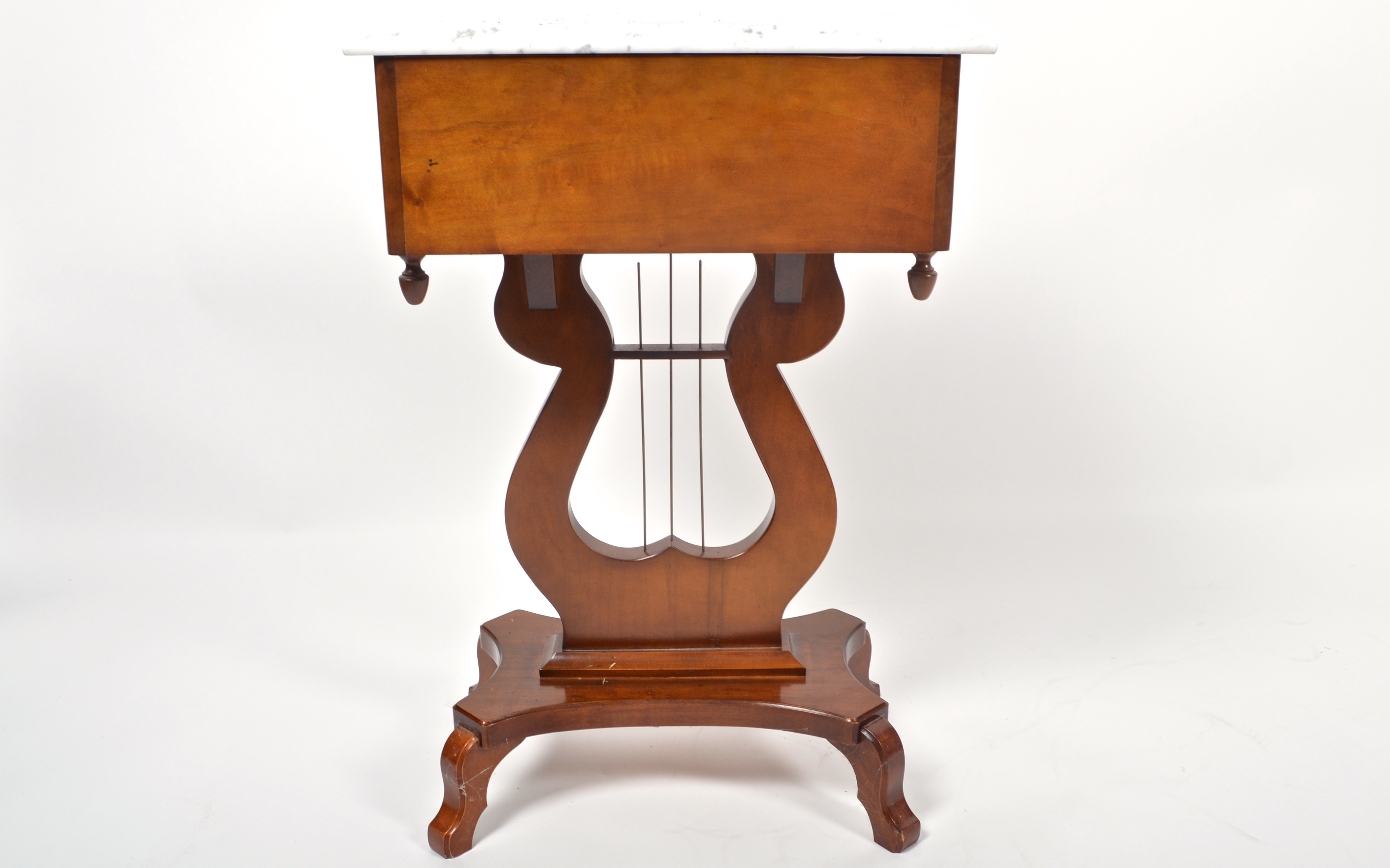 Vintage Cherry, Lyre-Base, Marble Top Tables