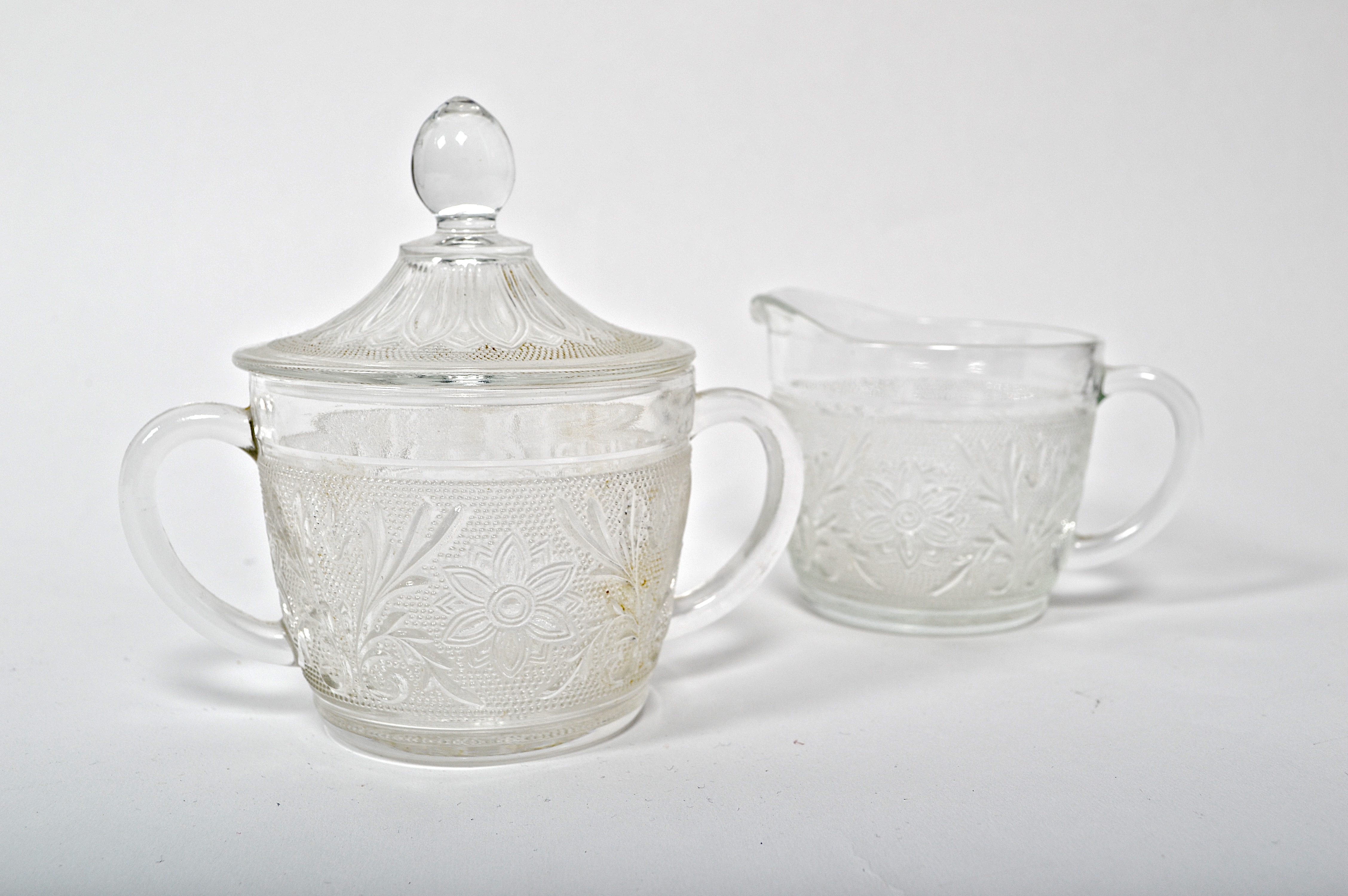 Vintage Pressed Glass Sugar and Creamer
