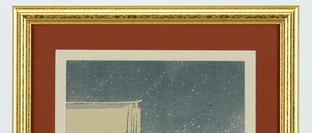 Kawase Hasui "Snow at Nezu Gongen Shrine" Woodblock Print