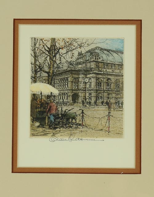 Robert Kasimir Color Etching of Vienna Opera