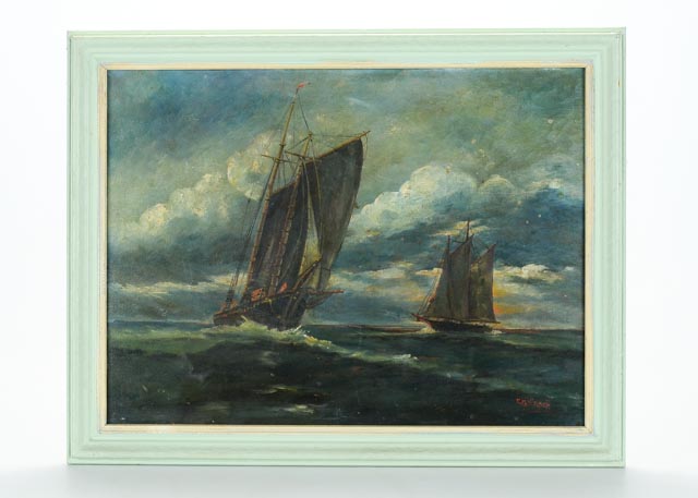 Richard G. Welsch Wharf Scene on Composite Board