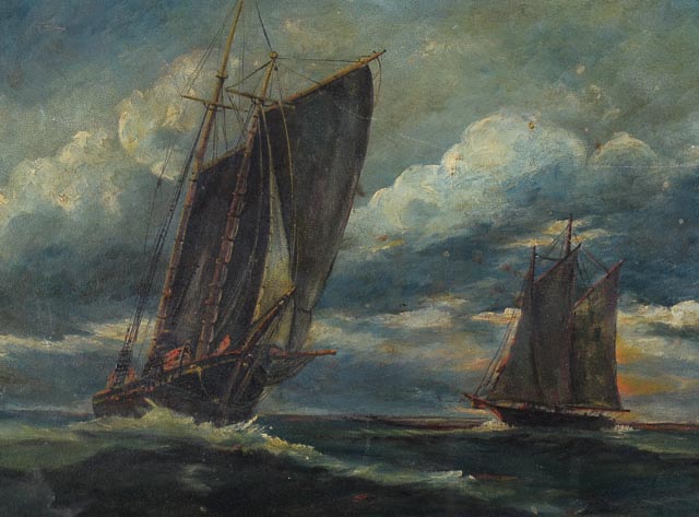 Richard G. Welsch Wharf Scene on Composite Board