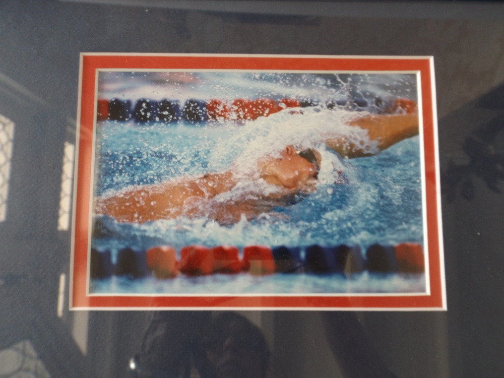 USA National Swim Team Jacket and Signed and Framed USA Swim Cap