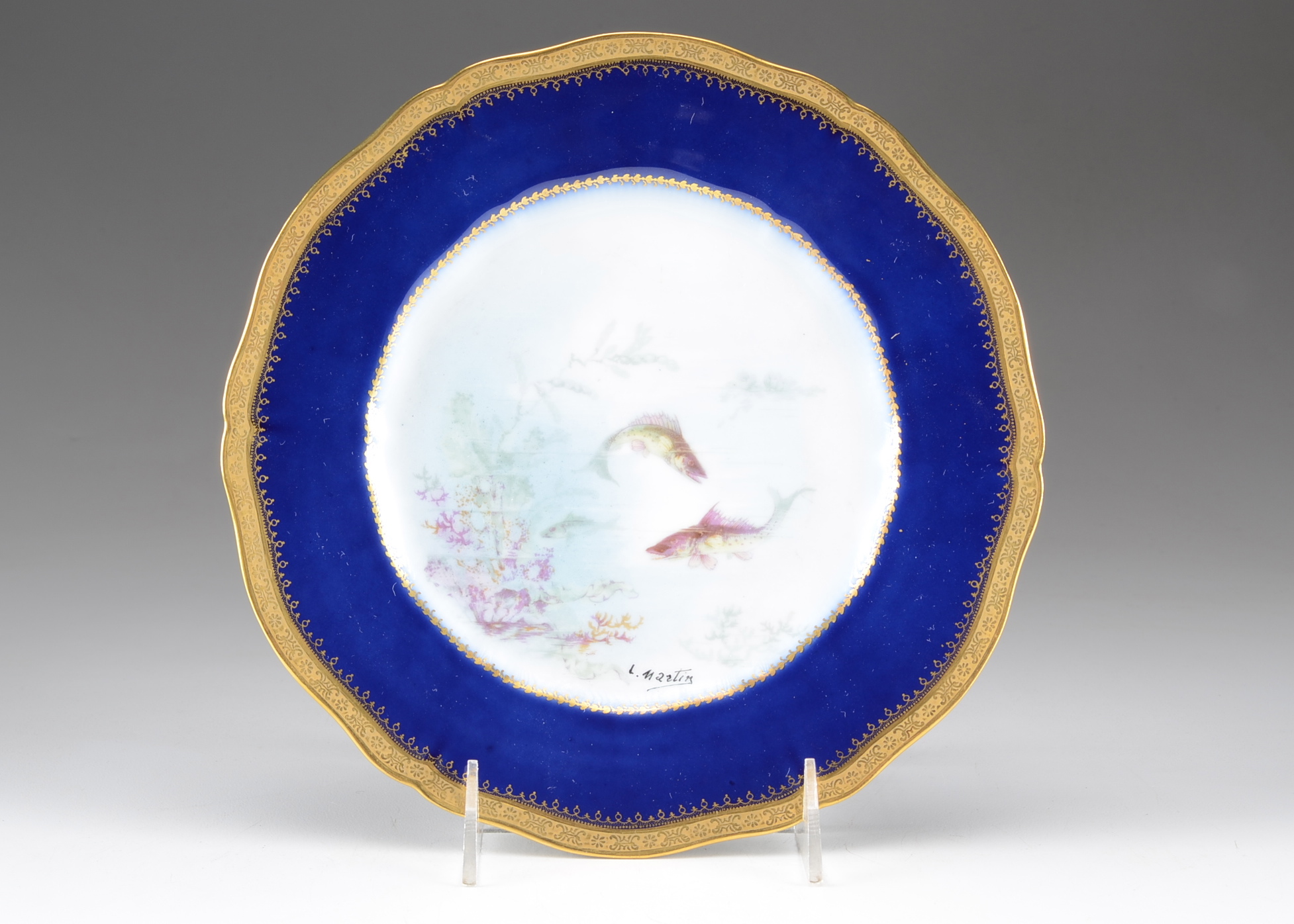 Haviland Limoge Signed Fish Plate