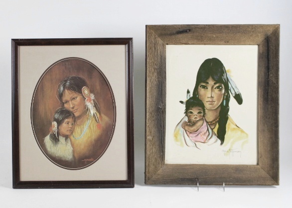 Two Native American Mother and Child Framed Prints