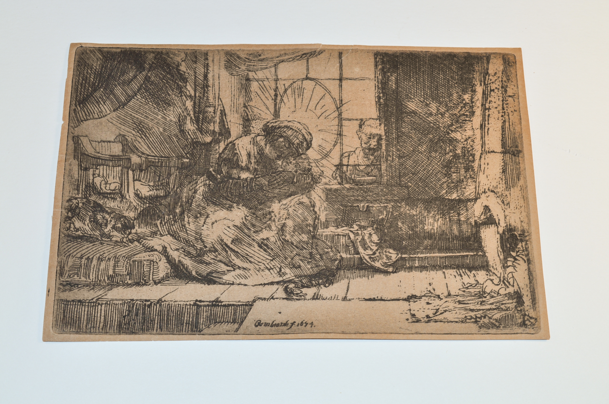 Rembrandt Etching "The Virgin and Child with Cat and Serpent"