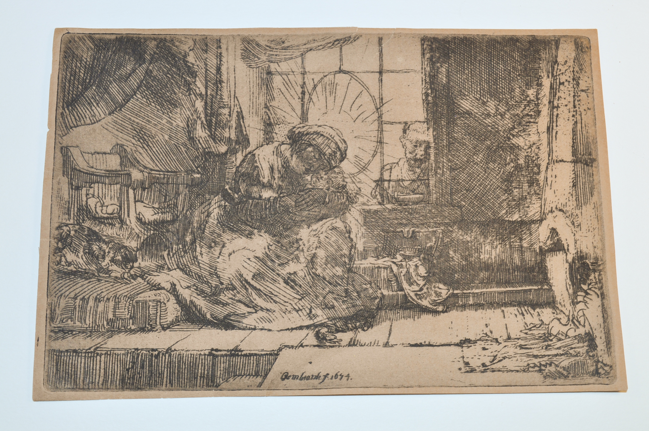 Rembrandt Etching "The Virgin and Child with Cat and Serpent"