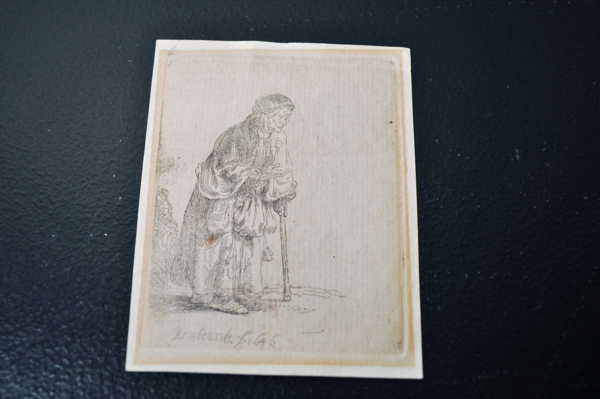 Rembrandt Etching "Beggar Woman Leaning on a Stick"