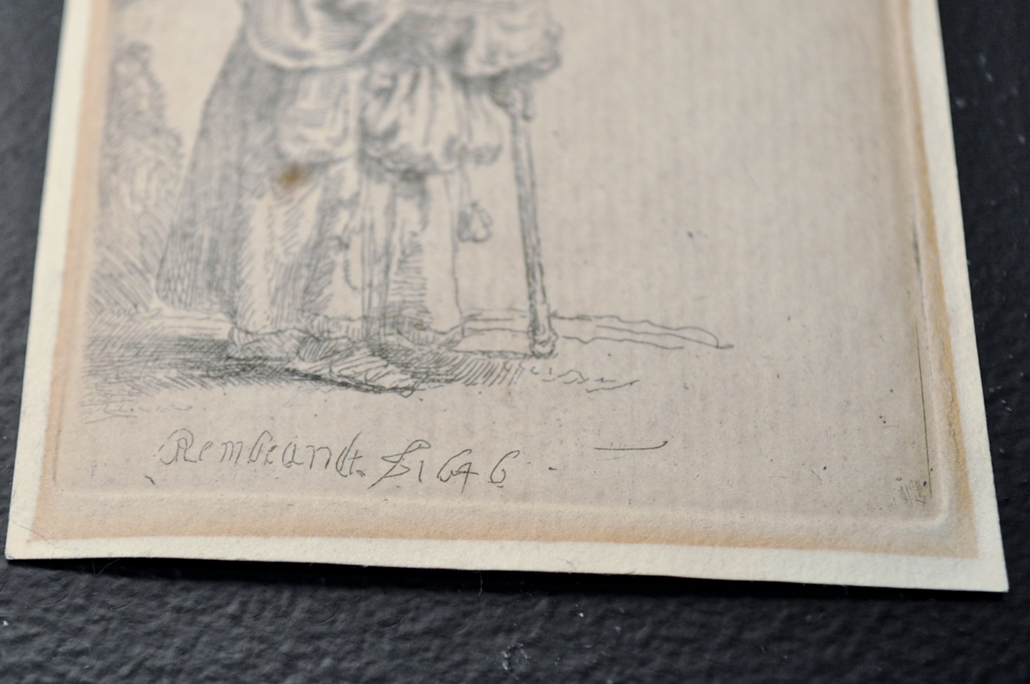 Rembrandt Etching "Beggar Woman Leaning on a Stick"