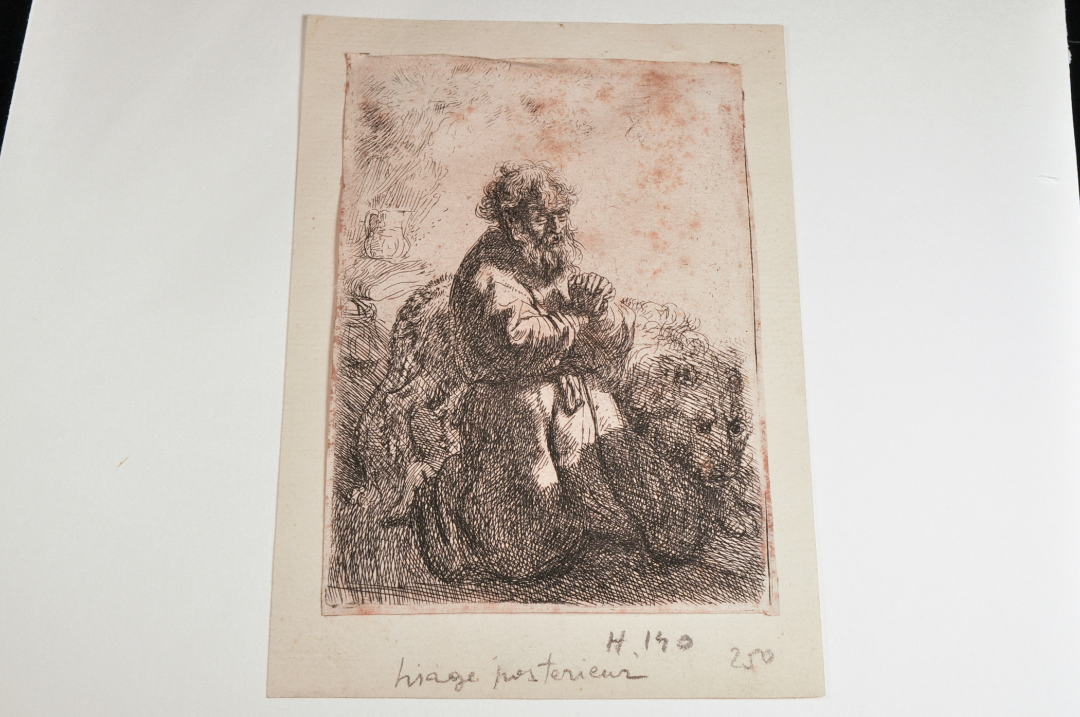Rembrandt Etching "St. Jerome, Kneeling in Prayer"