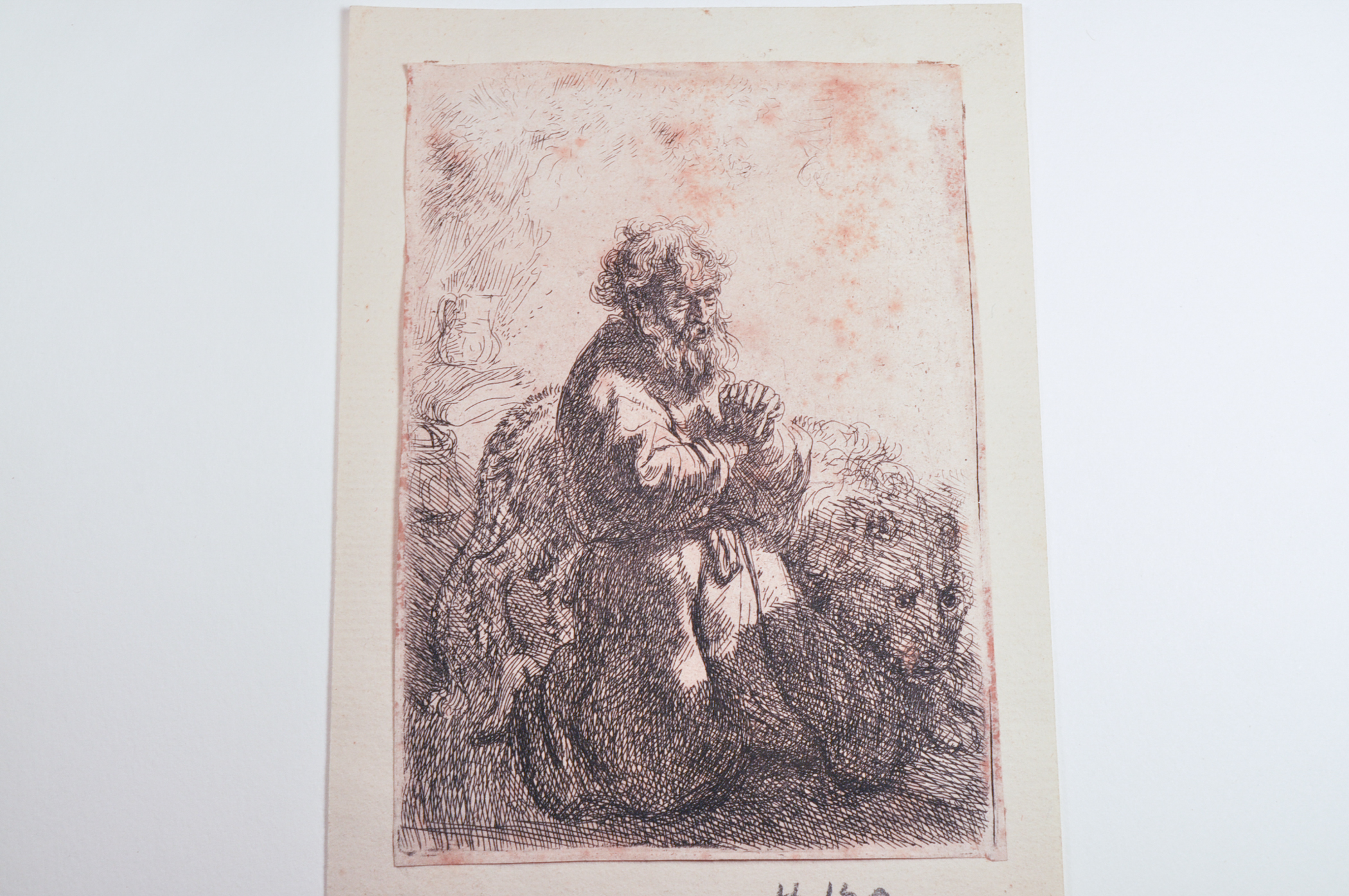 Rembrandt Etching "St. Jerome, Kneeling in Prayer"