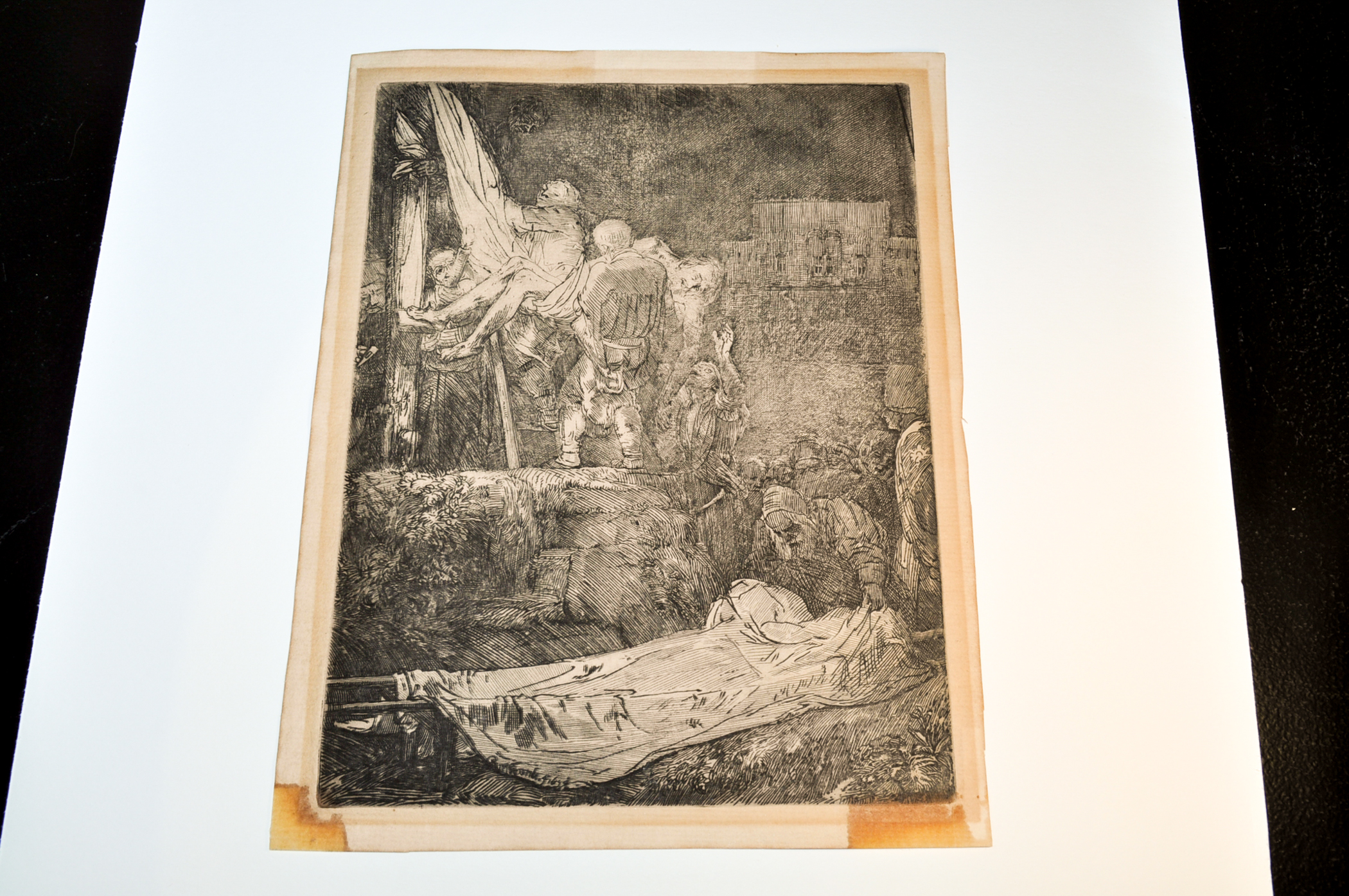 Rembrandt Etching "The Descent from the Cross by Torchlight" 1654