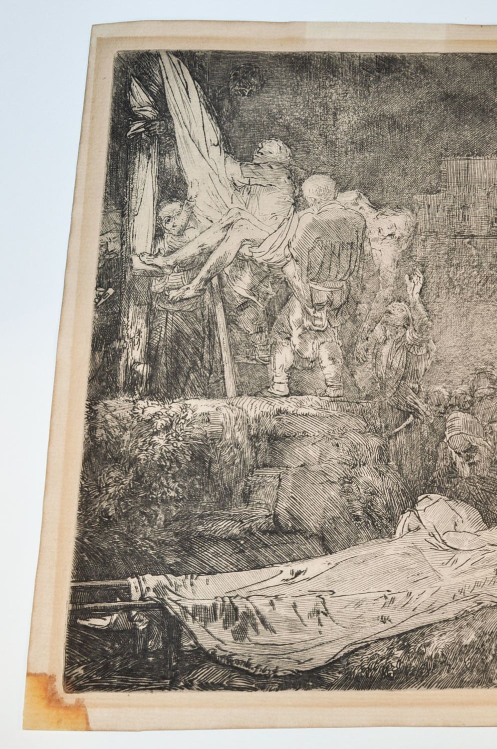 Rembrandt Etching "The Descent from the Cross by Torchlight" 1654