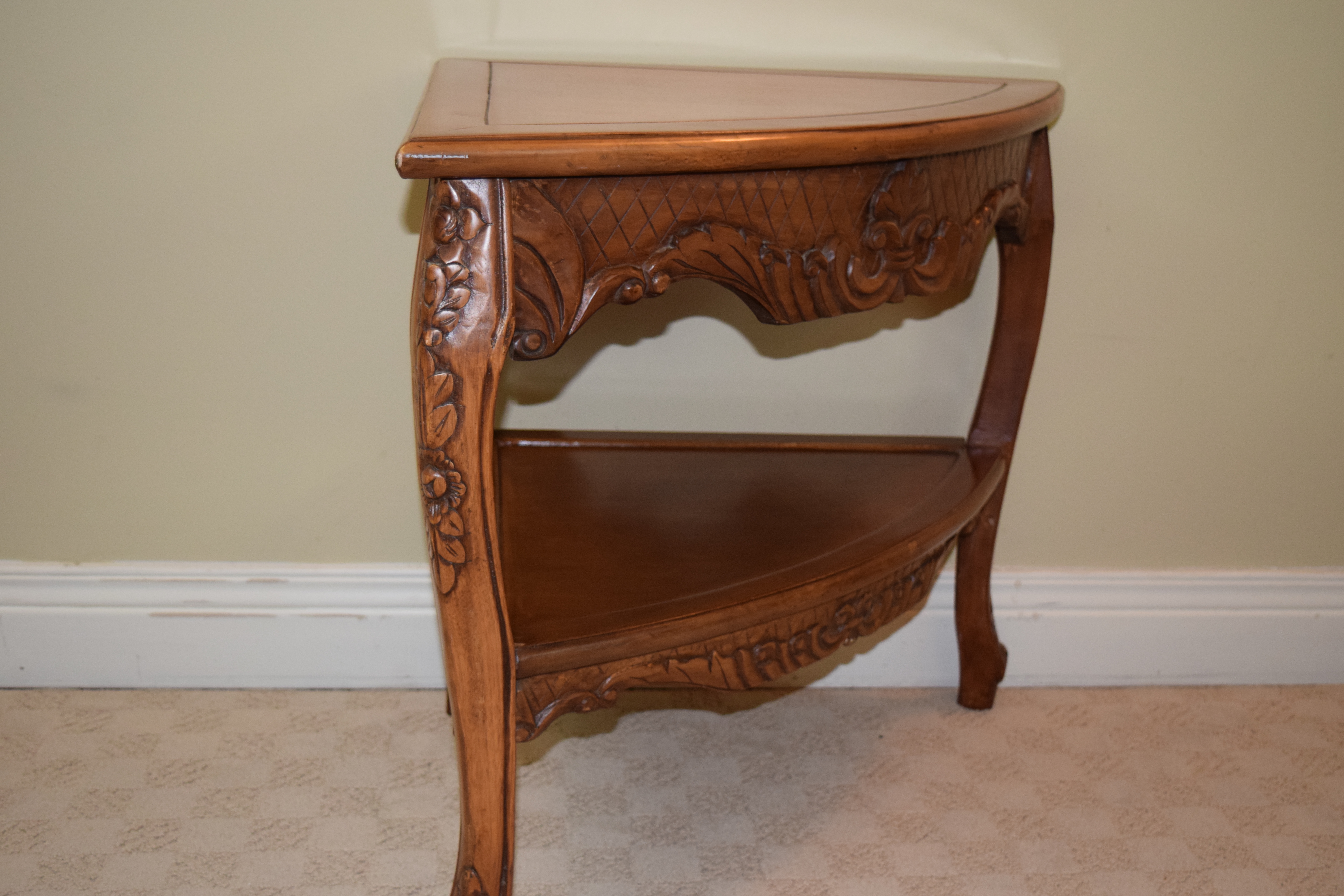 Ornate Cherry Corner Table