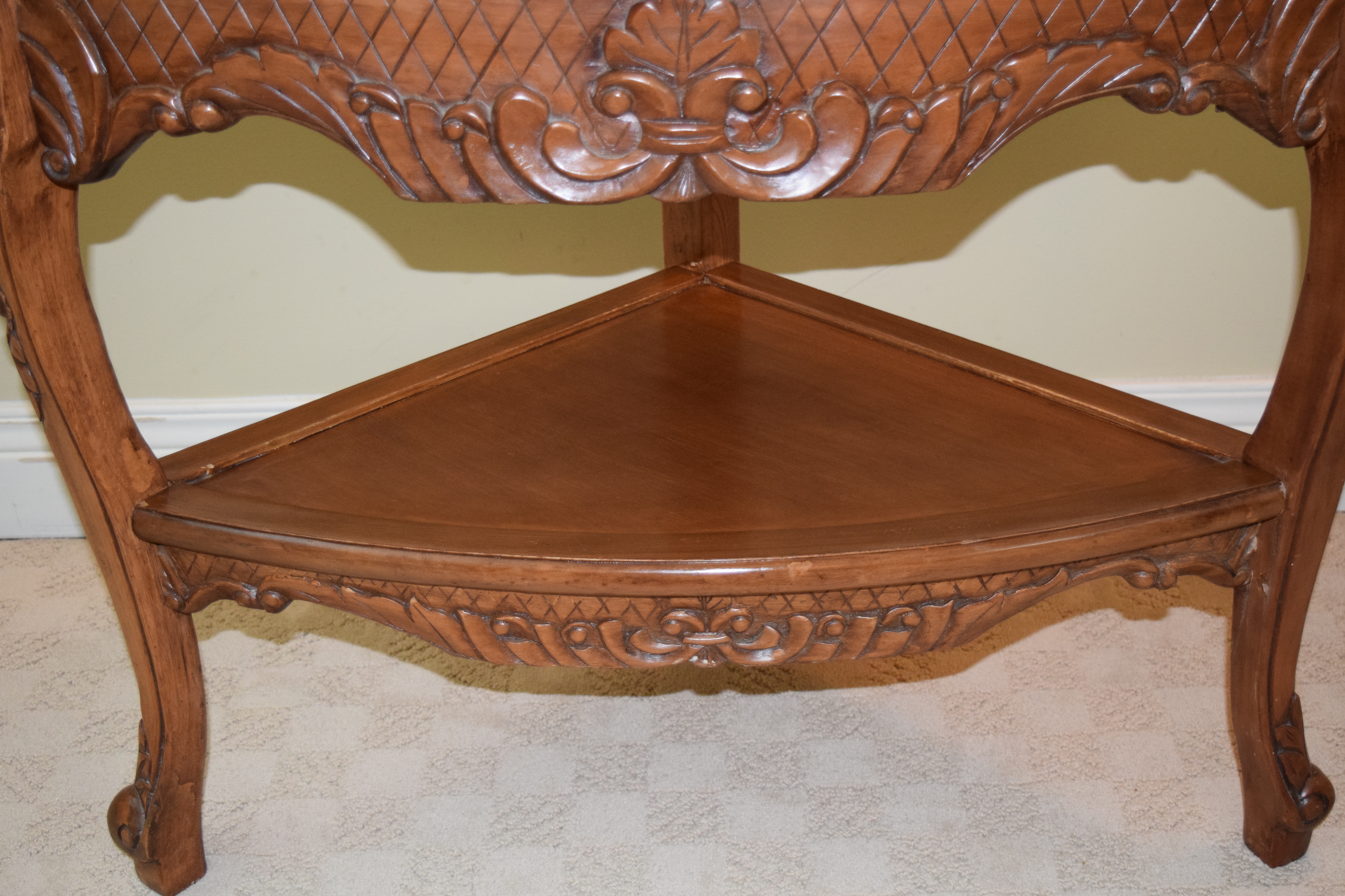 Ornate Cherry Corner Table