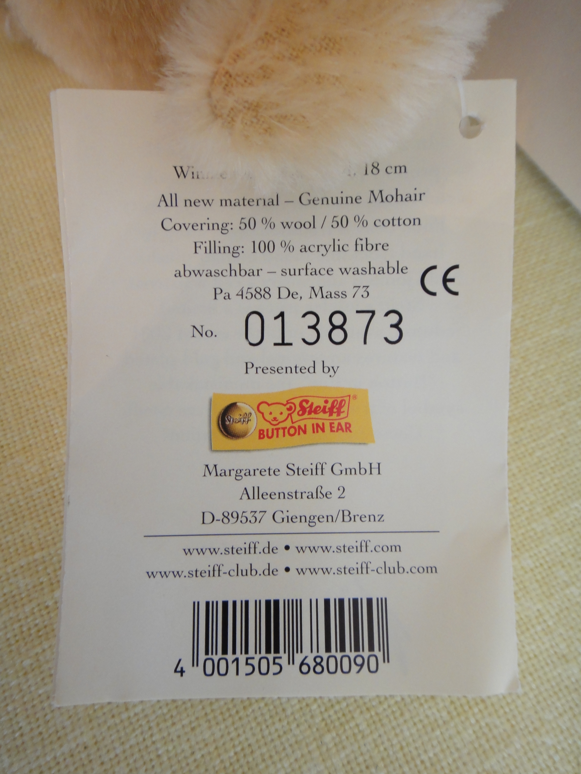 2001 Steiff "Winnie The Pooh" Limited Edition Bear with Box