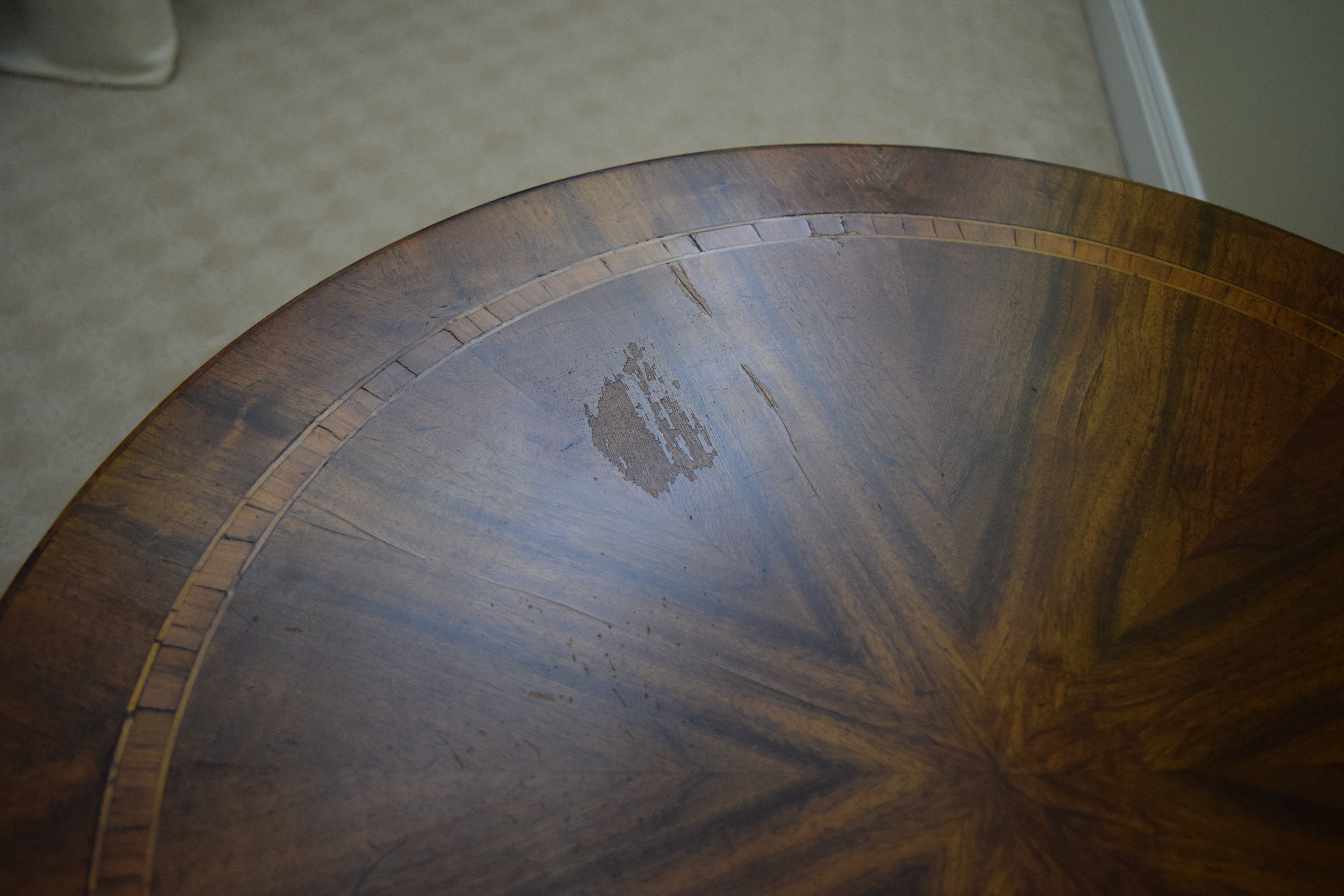 Mahogany Accent Table with Inlaid Veneers