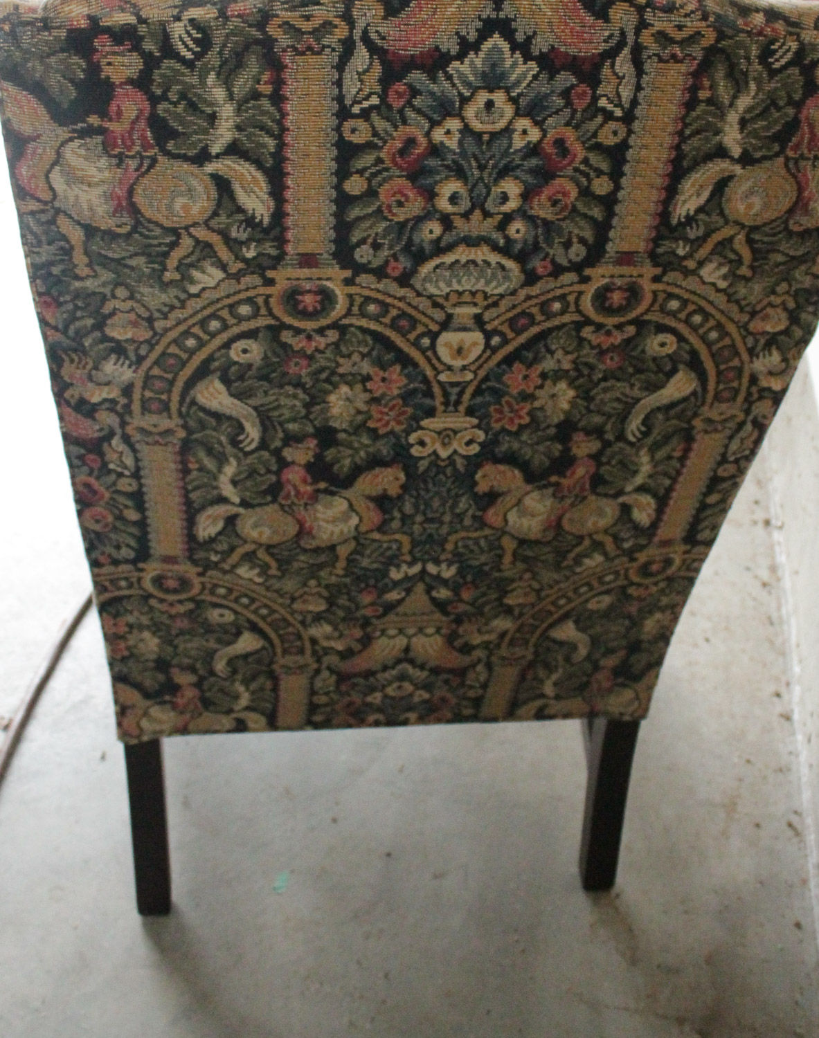 Vintage Tapestry Upholstered Wingback Chair