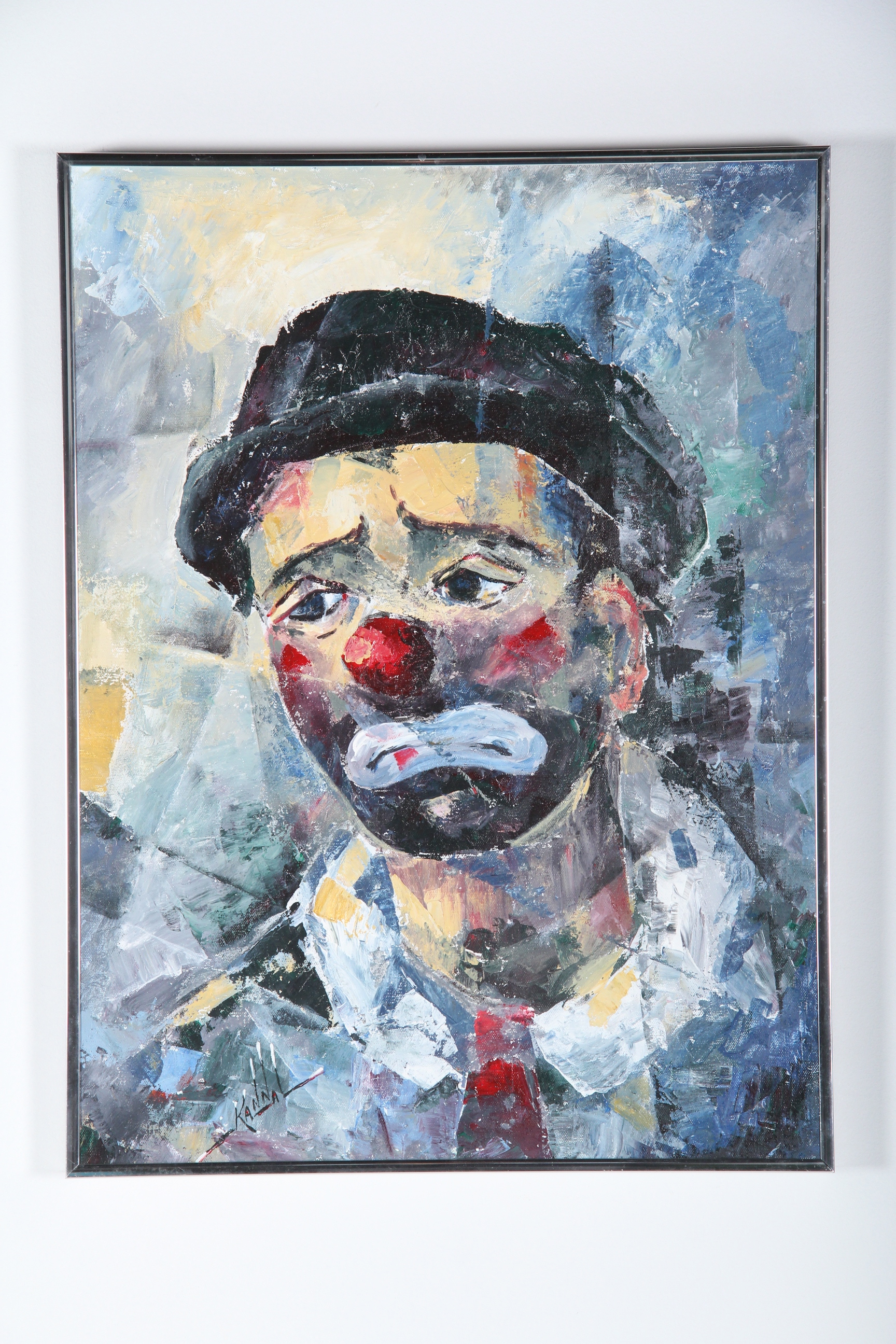 Original Signed Clown Oil Painting