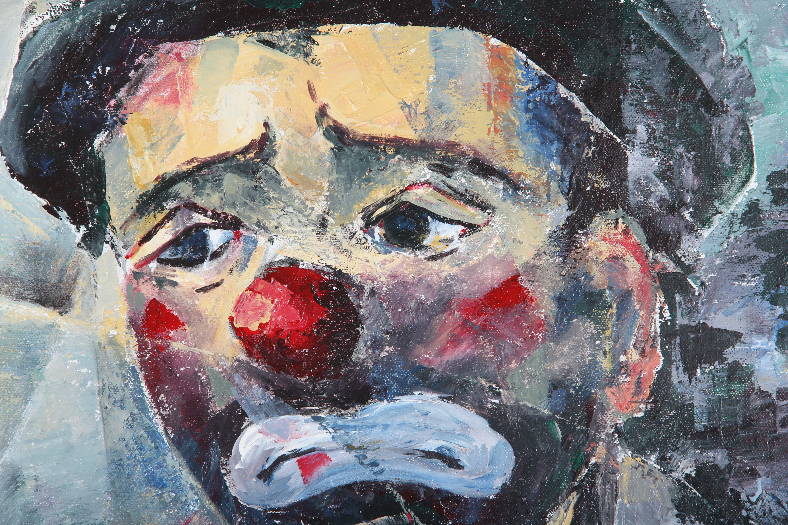 Original Signed Clown Oil Painting