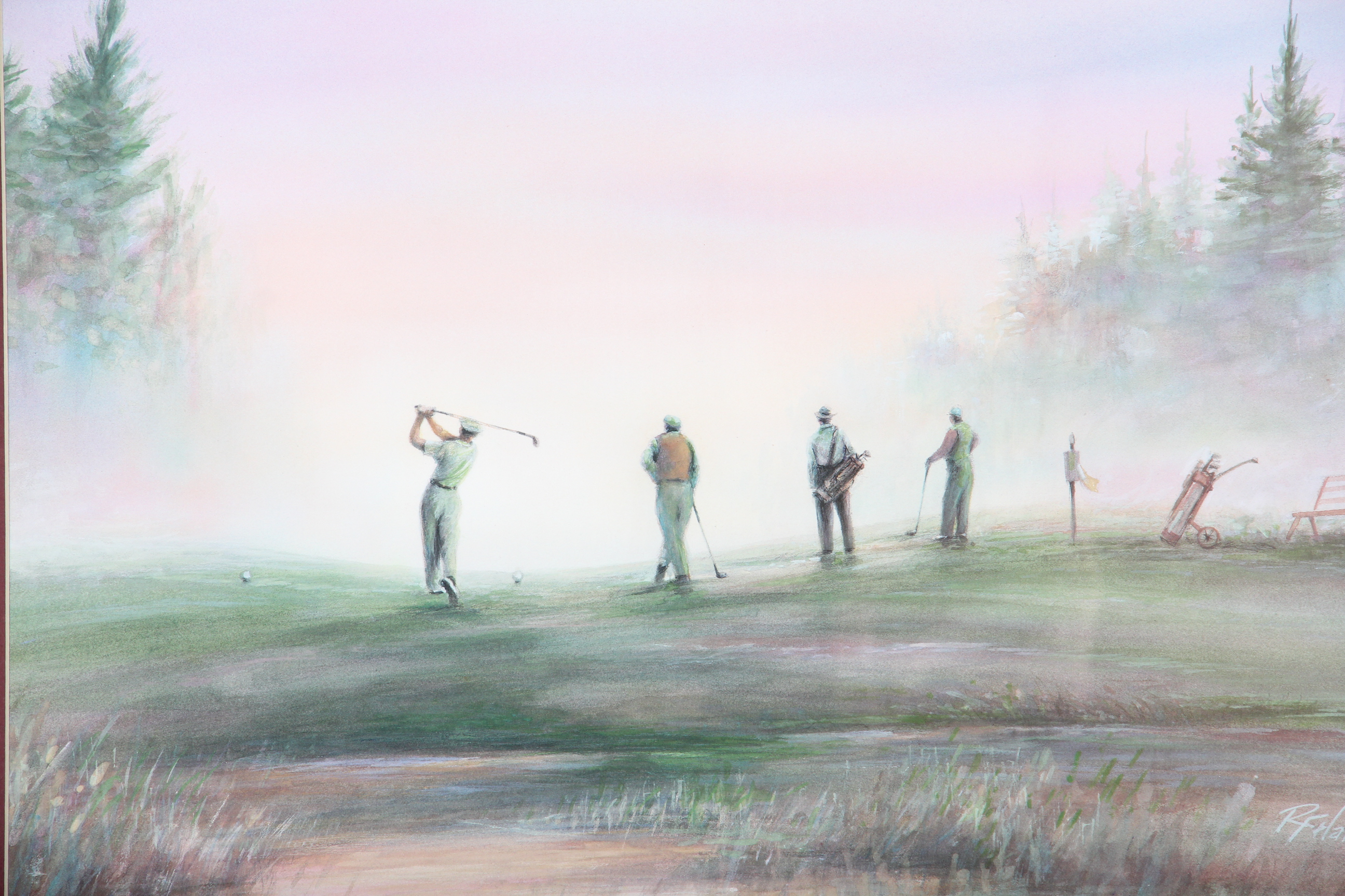 Color Print of Four Golfers by R.F. Harnett