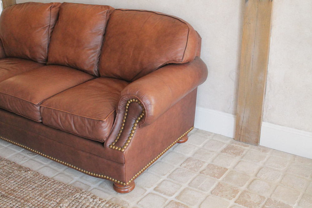 Thomasville Leather Sofa with Nailhead Trim