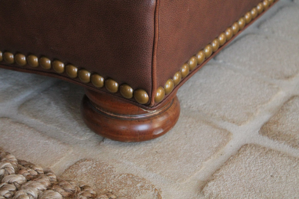 Thomasville Leather Sofa with Nailhead Trim