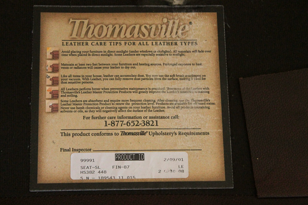 Thomasville Leather Sofa with Nailhead Trim