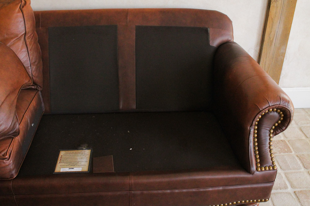 Thomasville Leather Sofa with Nailhead Trim