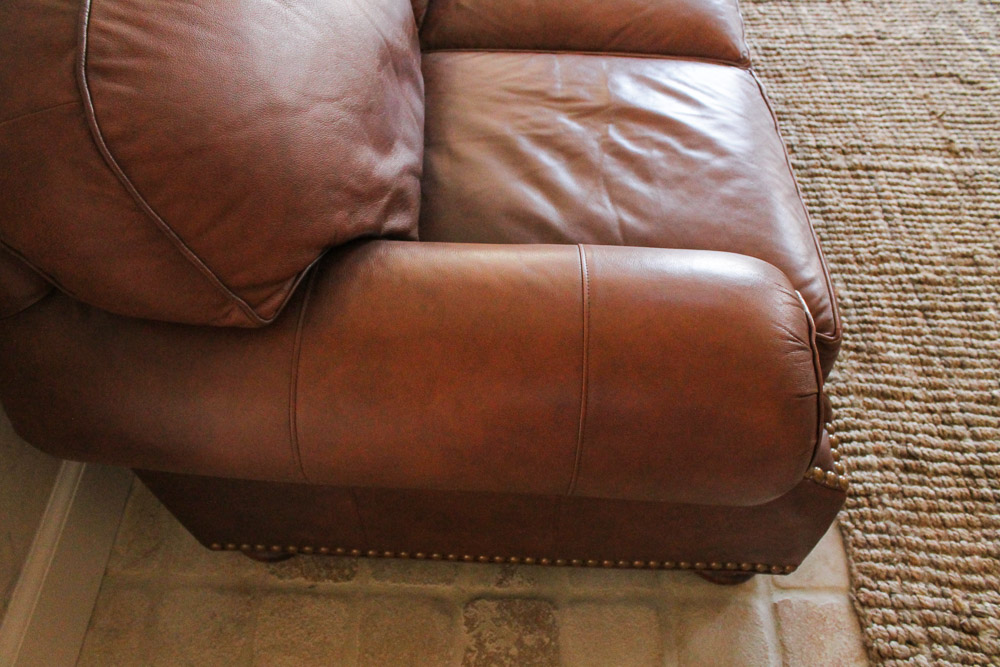 Thomasville Leather Sofa with Nailhead Trim