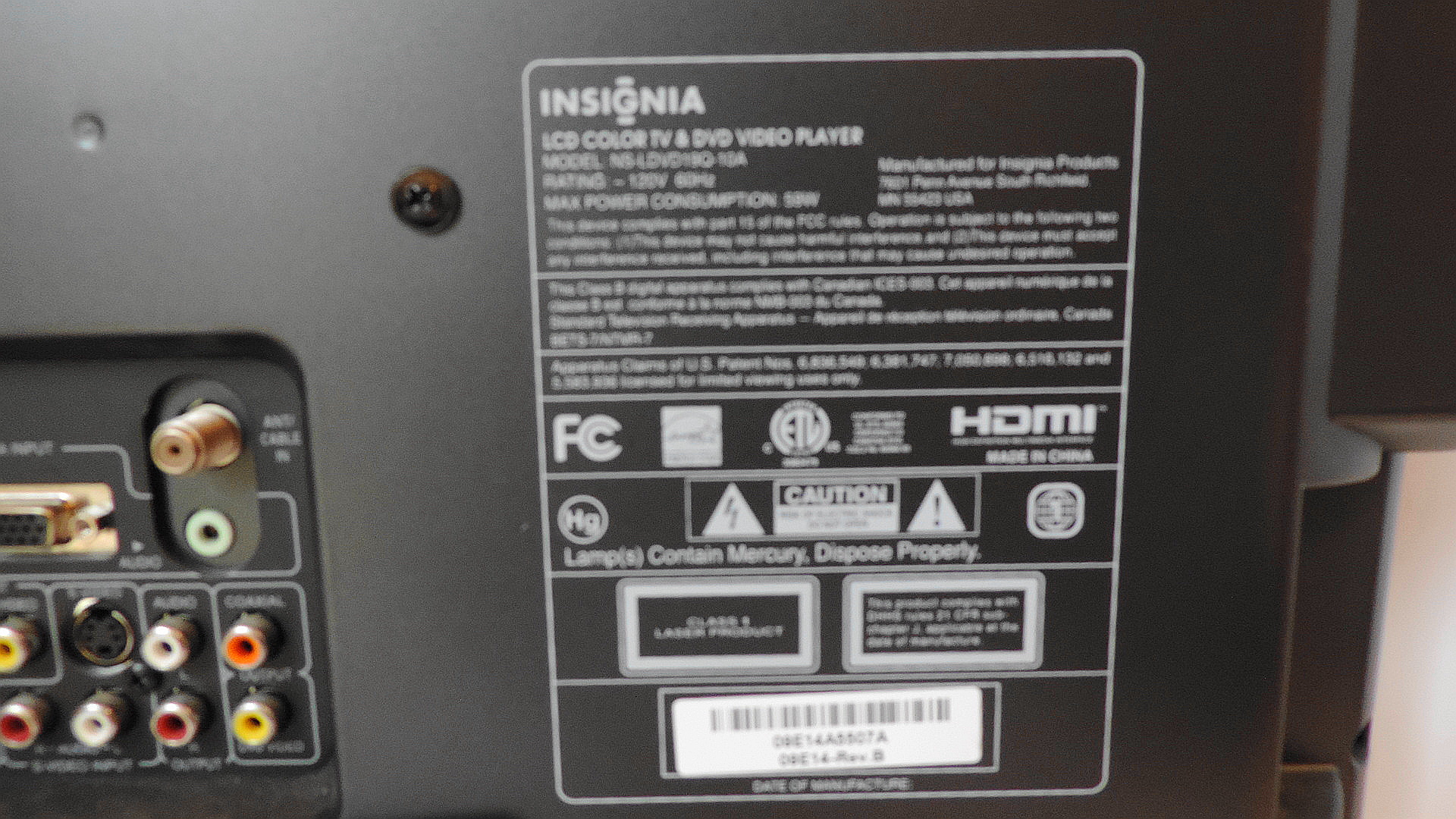 An Insignia LCD Color TV & DVD Video Player