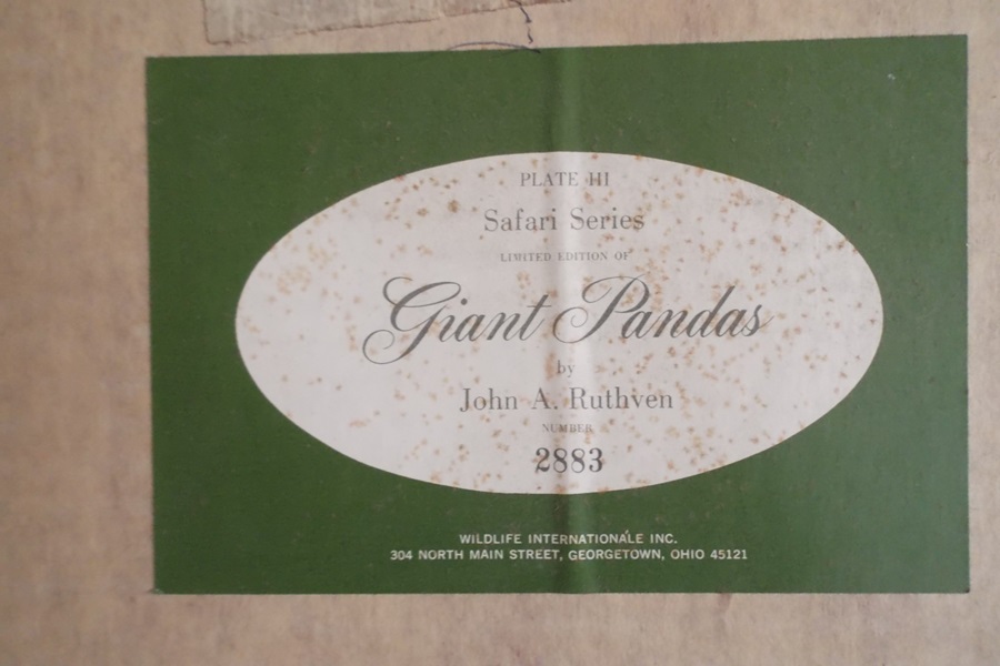 Signed 1972 John Ruthven Giant Panda Lithograph Print