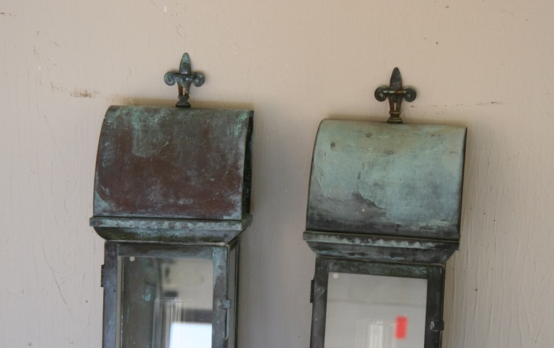 Antique Electrified Copper Outdoor Lamps