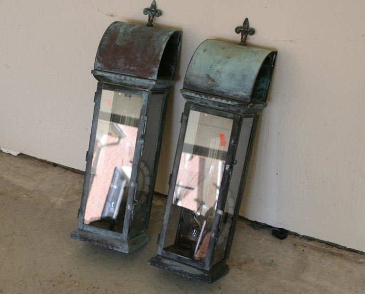 Antique Electrified Copper Outdoor Lamps