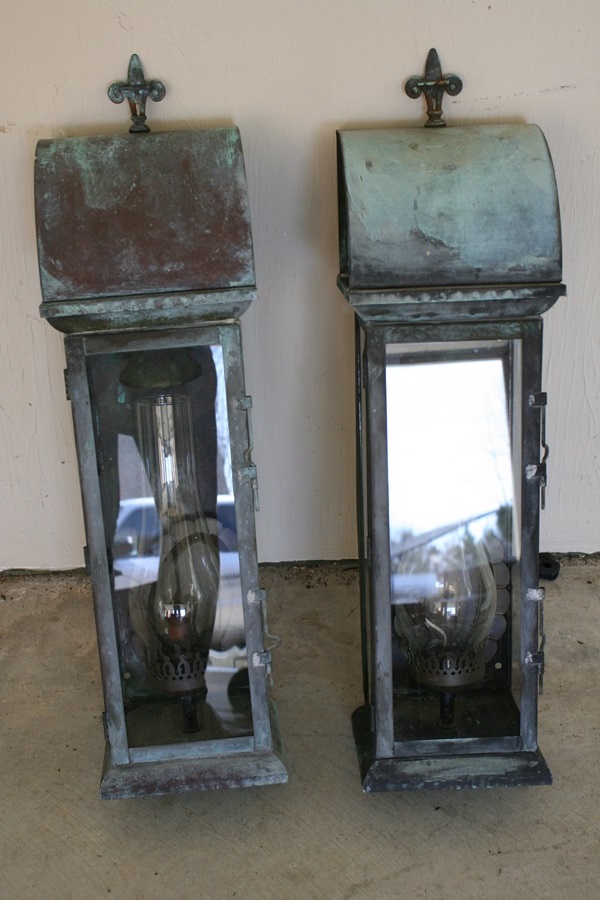 Antique Electrified Copper Outdoor Lamps