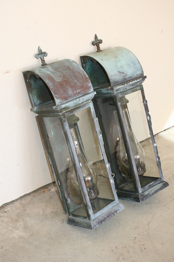 Antique Electrified Copper Outdoor Lamps
