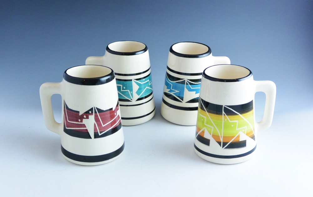 Ute Mountain Tribe Indian Pottery Mugs Signed S.C.