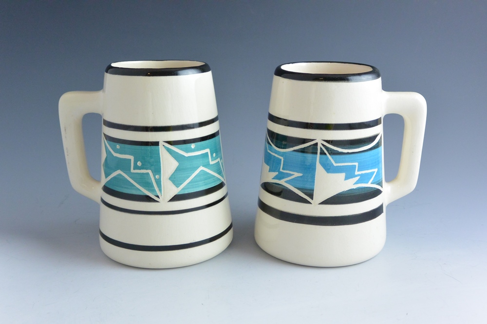 Ute Mountain Tribe Indian Pottery Mugs Signed S.C.
