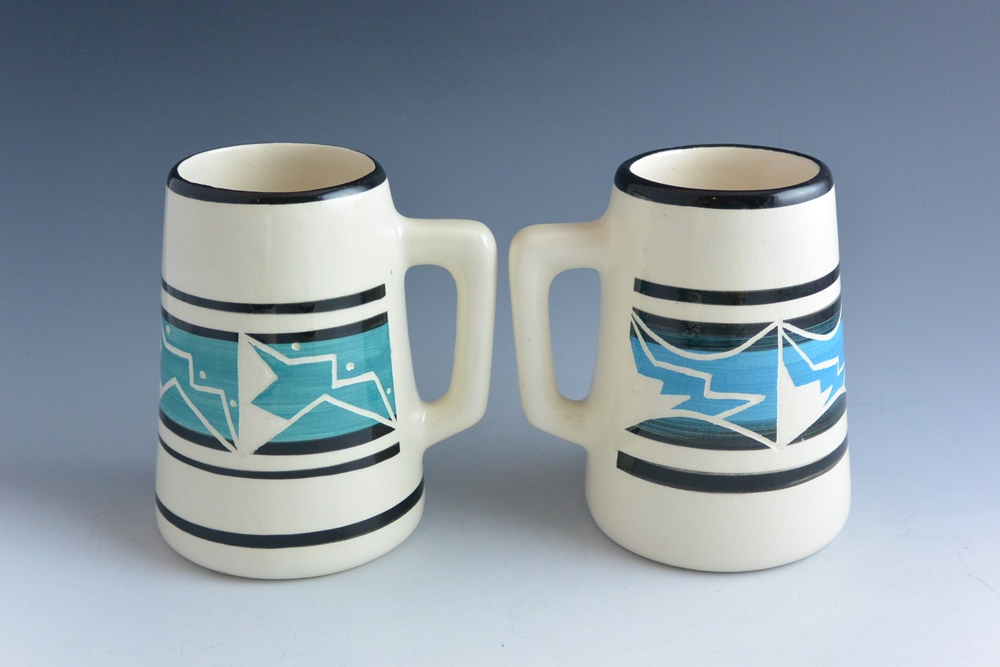 Ute Mountain Tribe Indian Pottery Mugs Signed S.C.