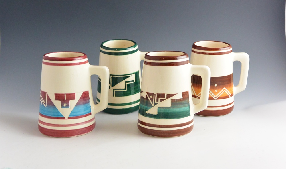 Ute Mountain Tribe Indian Pottery Mugs Signed E. Root