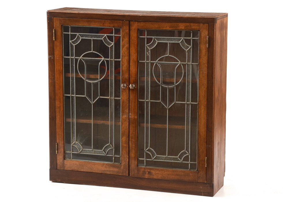 Oak Leaded Glass Cabinet