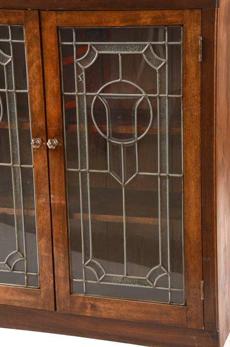 Oak Leaded Glass Cabinet