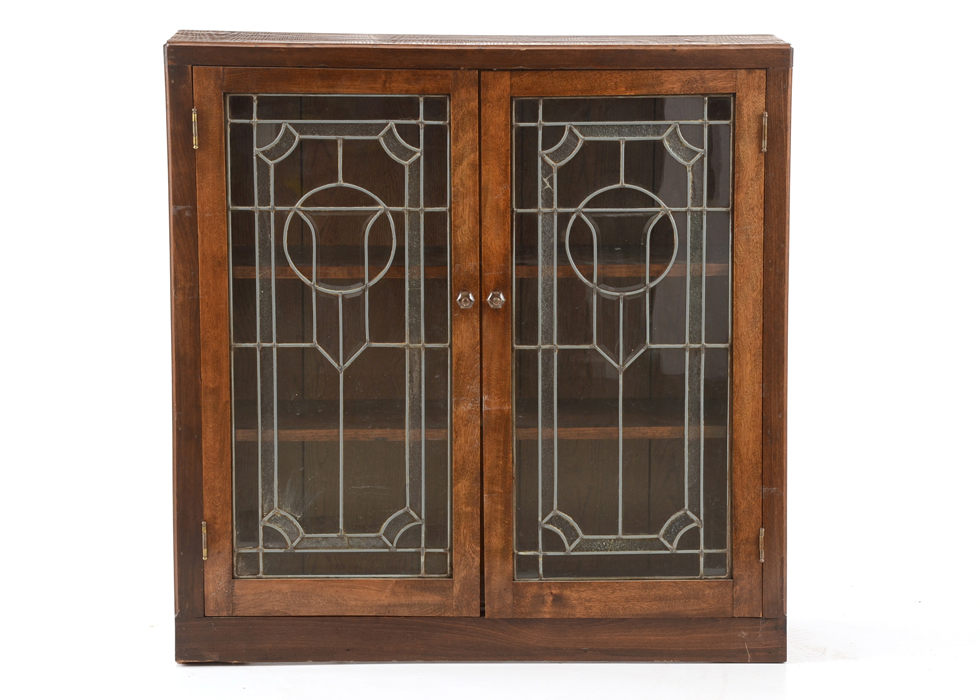 Oak Leaded Glass Cabinet