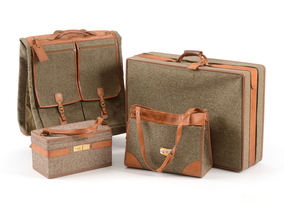 Vintage Hartmann Four Piece Tweed Soft Side Luggage Set