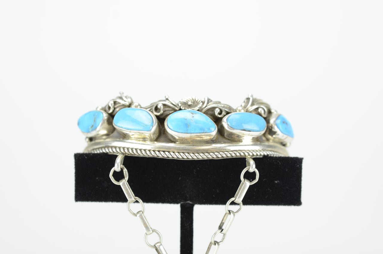 Navajo Sterling and Turquoise Slave Bracelet and Ring Combination