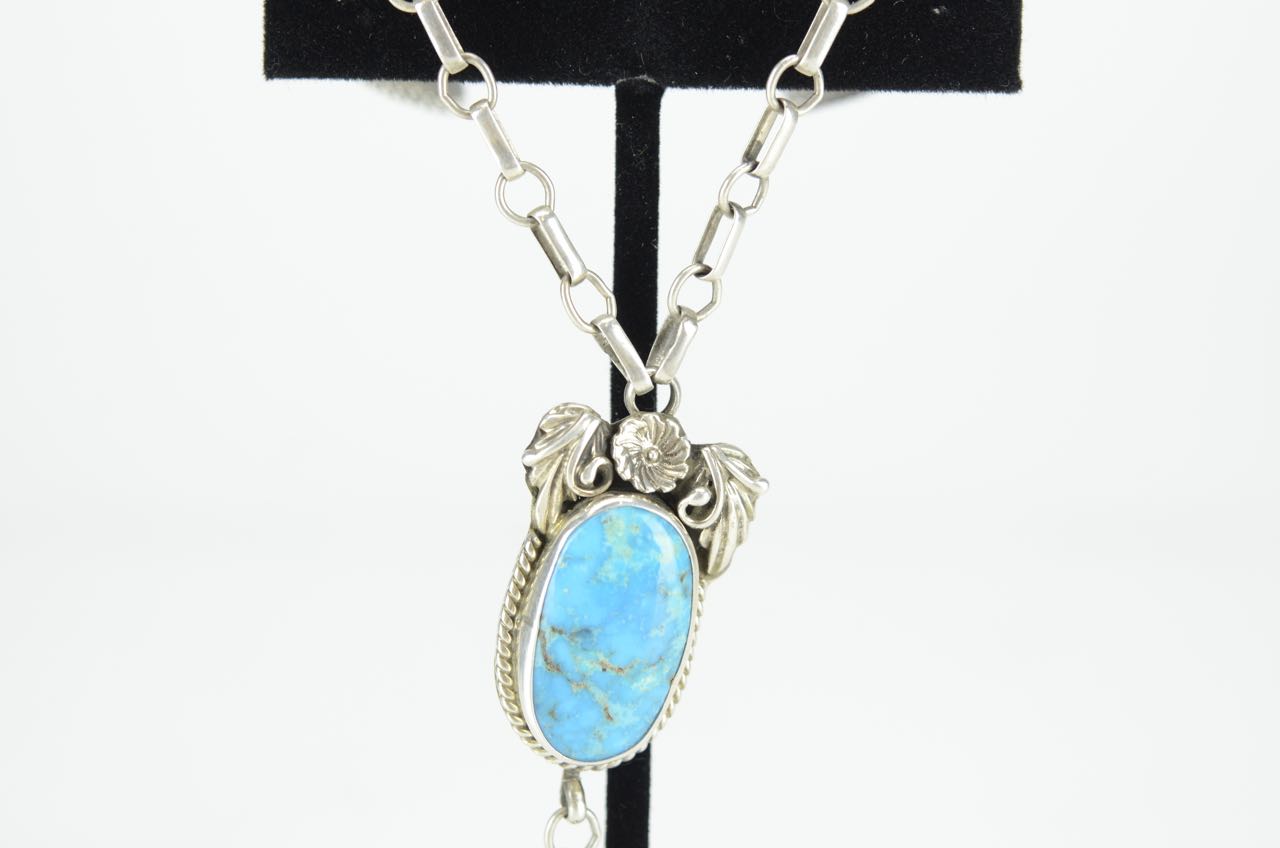 Navajo Sterling and Turquoise Slave Bracelet and Ring Combination