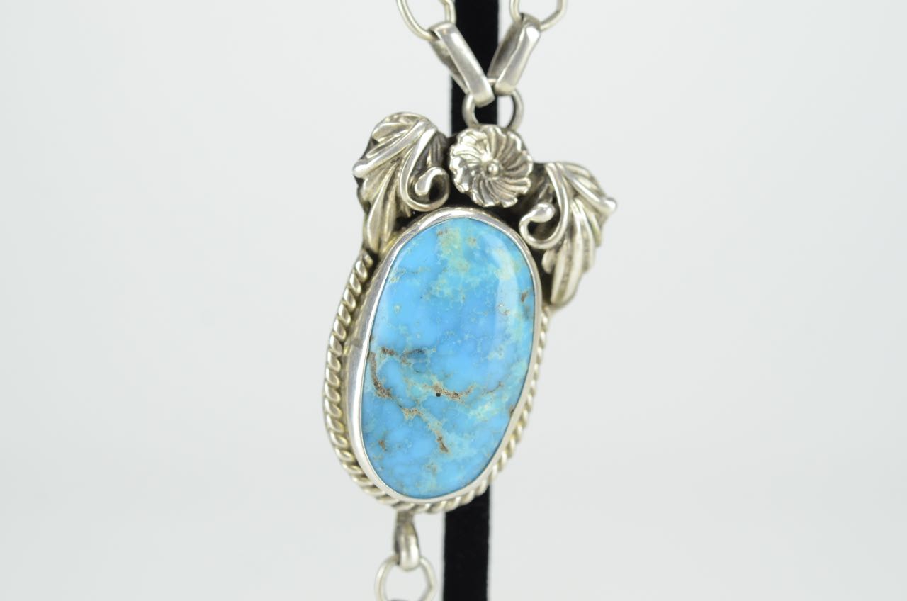 Navajo Sterling and Turquoise Slave Bracelet and Ring Combination