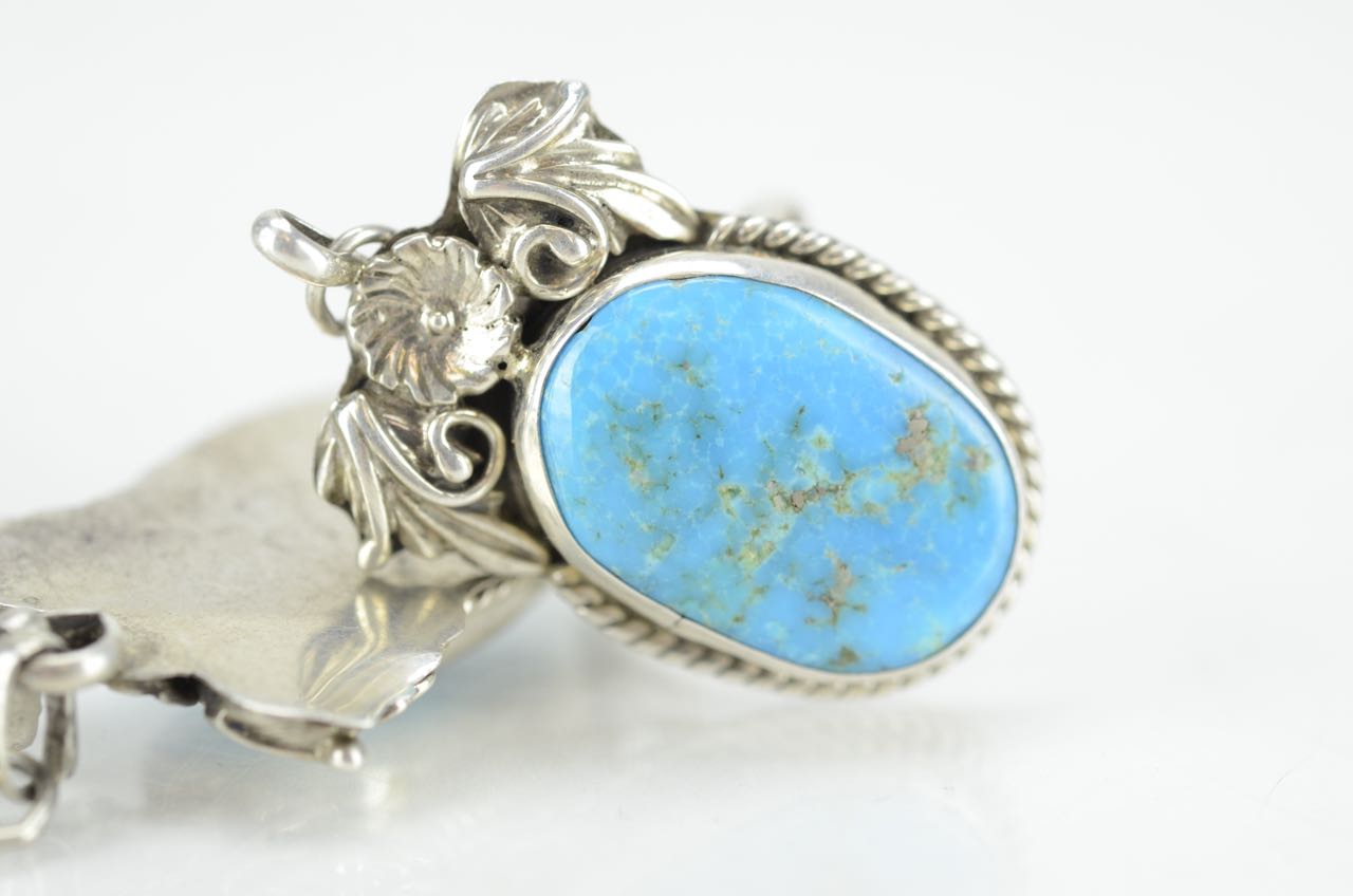 Navajo Sterling and Turquoise Slave Bracelet and Ring Combination